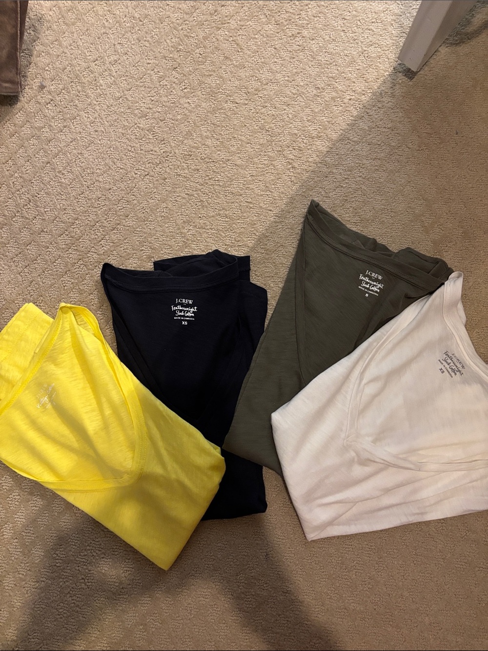 J. Crew featherweight slub V-Neck Tee - Yellow, Black, Olive, White Xs Small